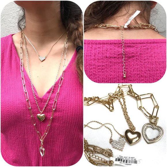 Neiman Marcus 3 hearts long necklace NWT - Picture 1 of 10